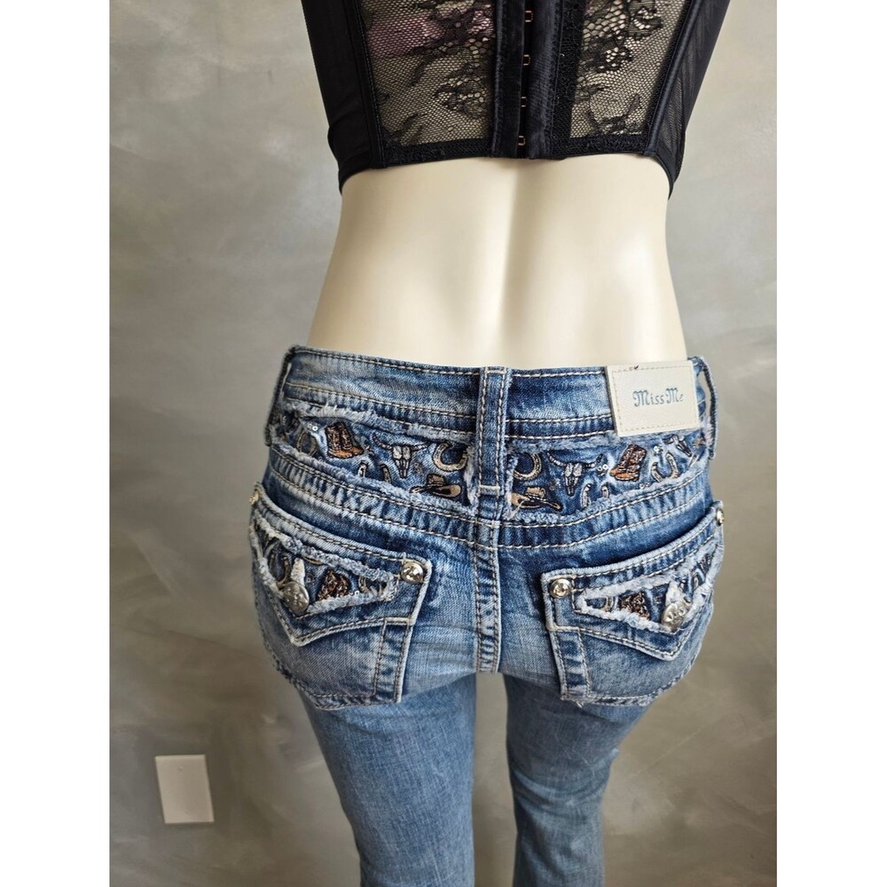 Miss Me Mid Rise Taliored Bootcut Western Embellished Bling Jeans Sz 26/30